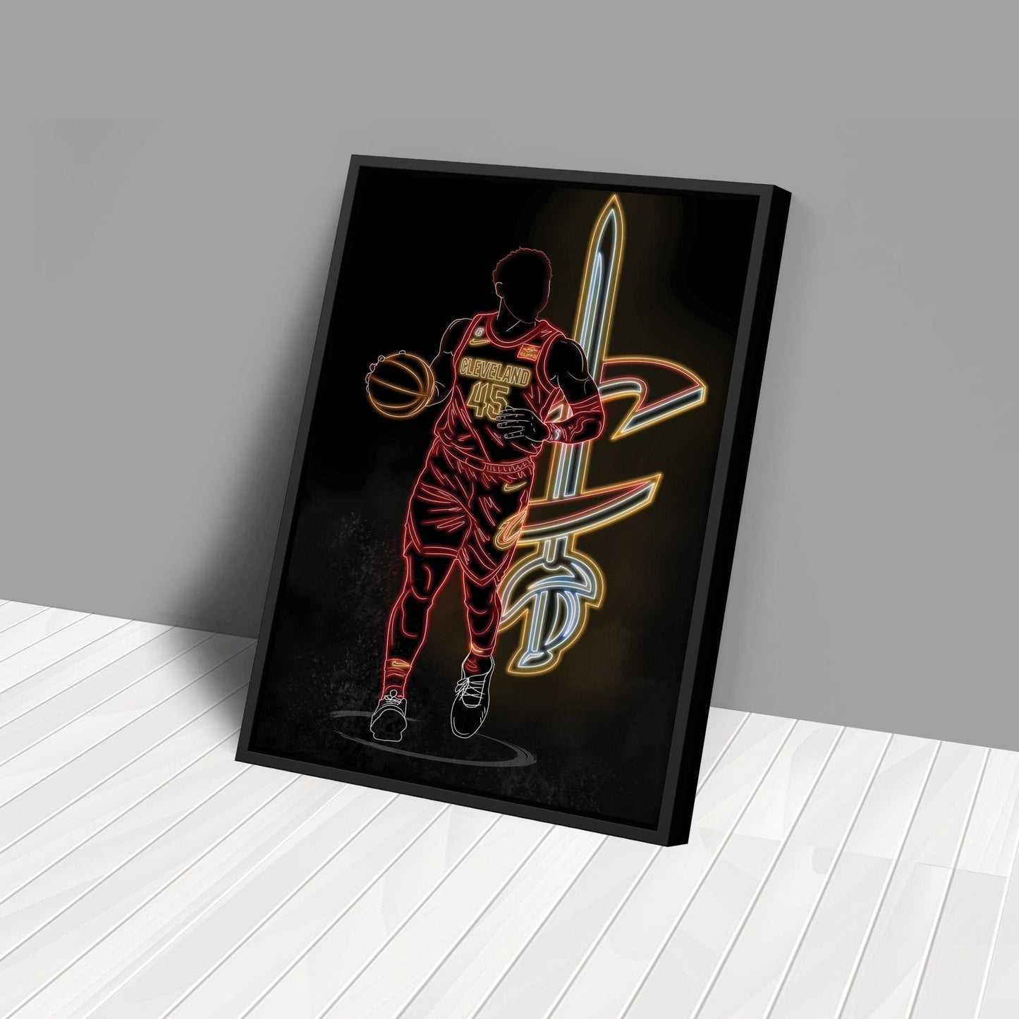 Donovan Mitchell Neon Canvas Art | Cavaliers Wall Decor