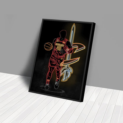 Donovan Mitchell Neon Canvas Art | Cavaliers Wall Decor