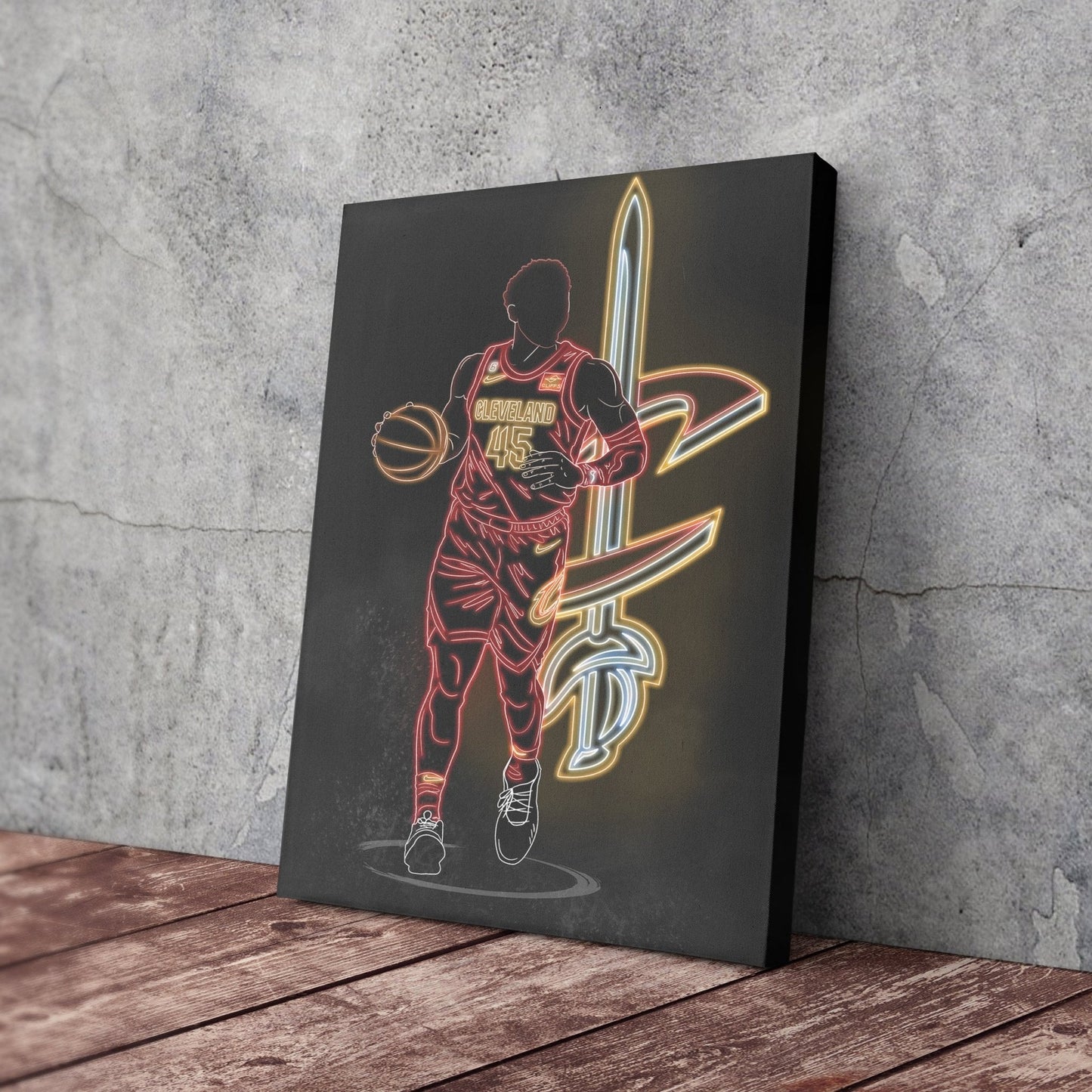 Donovan Mitchell Neon Canvas Art | Cavaliers Wall Decor