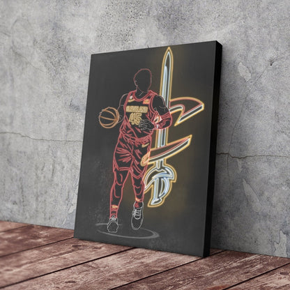 Donovan Mitchell Neon Canvas Art | Cavaliers Wall Decor