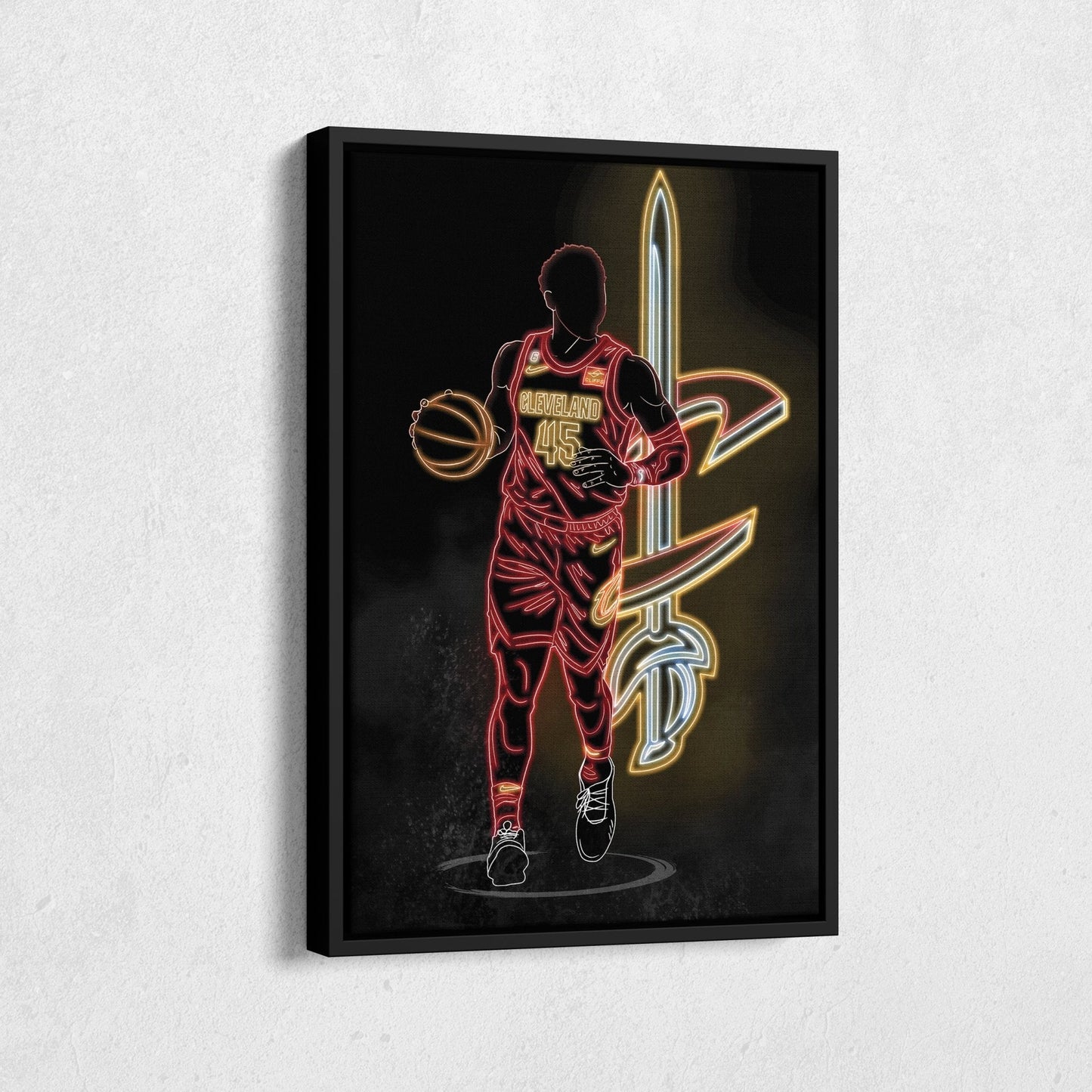 Donovan Mitchell Neon Canvas Art | Cavaliers Wall Decor