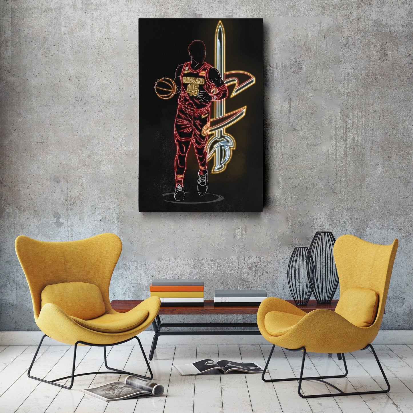 Donovan Mitchell Neon Canvas Art | Cavaliers Wall Decor