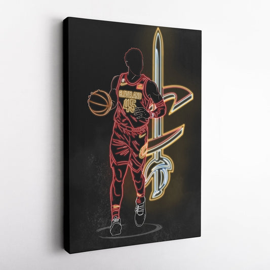 Donovan Mitchell Neon Canvas Art | Cavaliers Wall Decor
