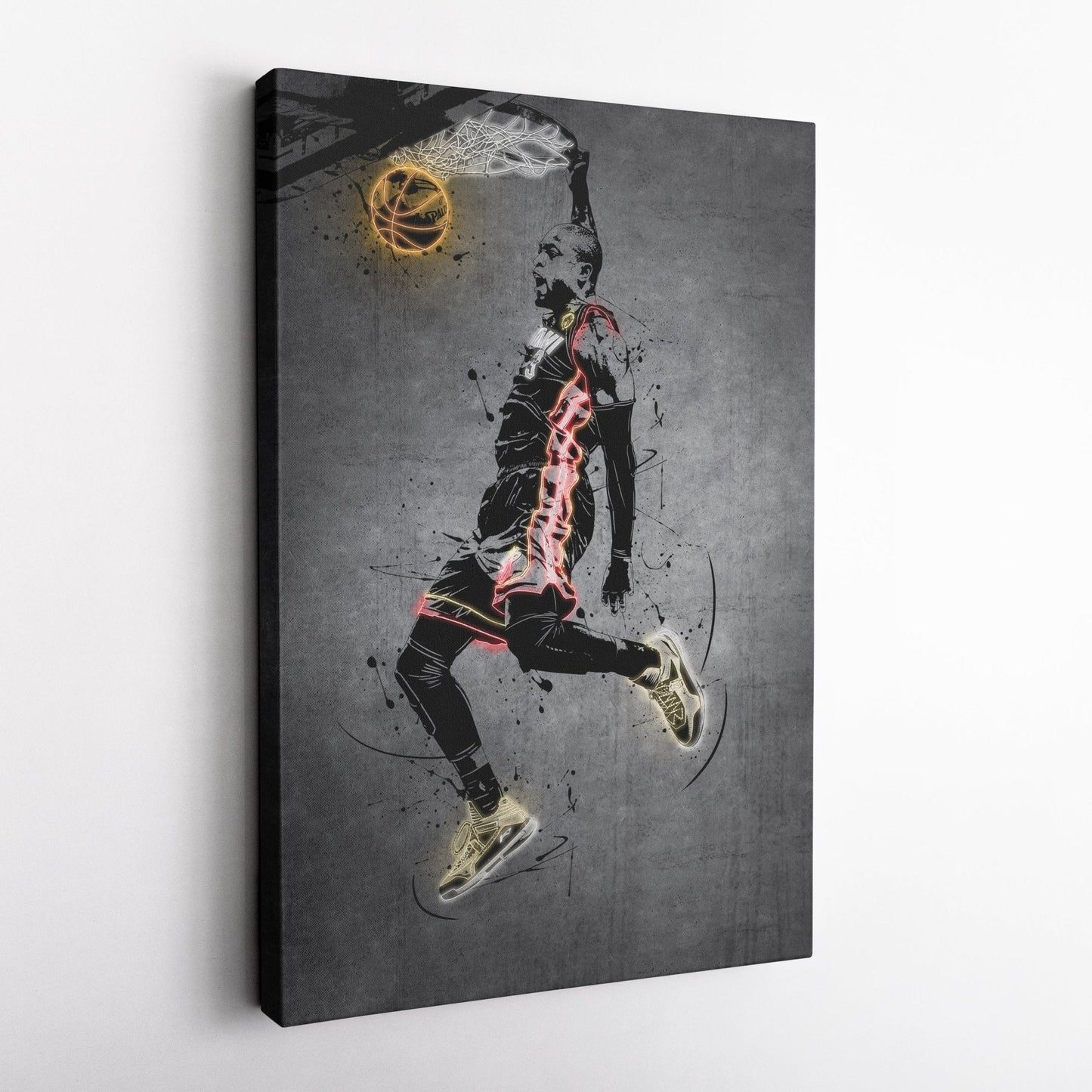 Dwyane Wade Neon Canvas Art | Modern Wall Decor for Heat Fans