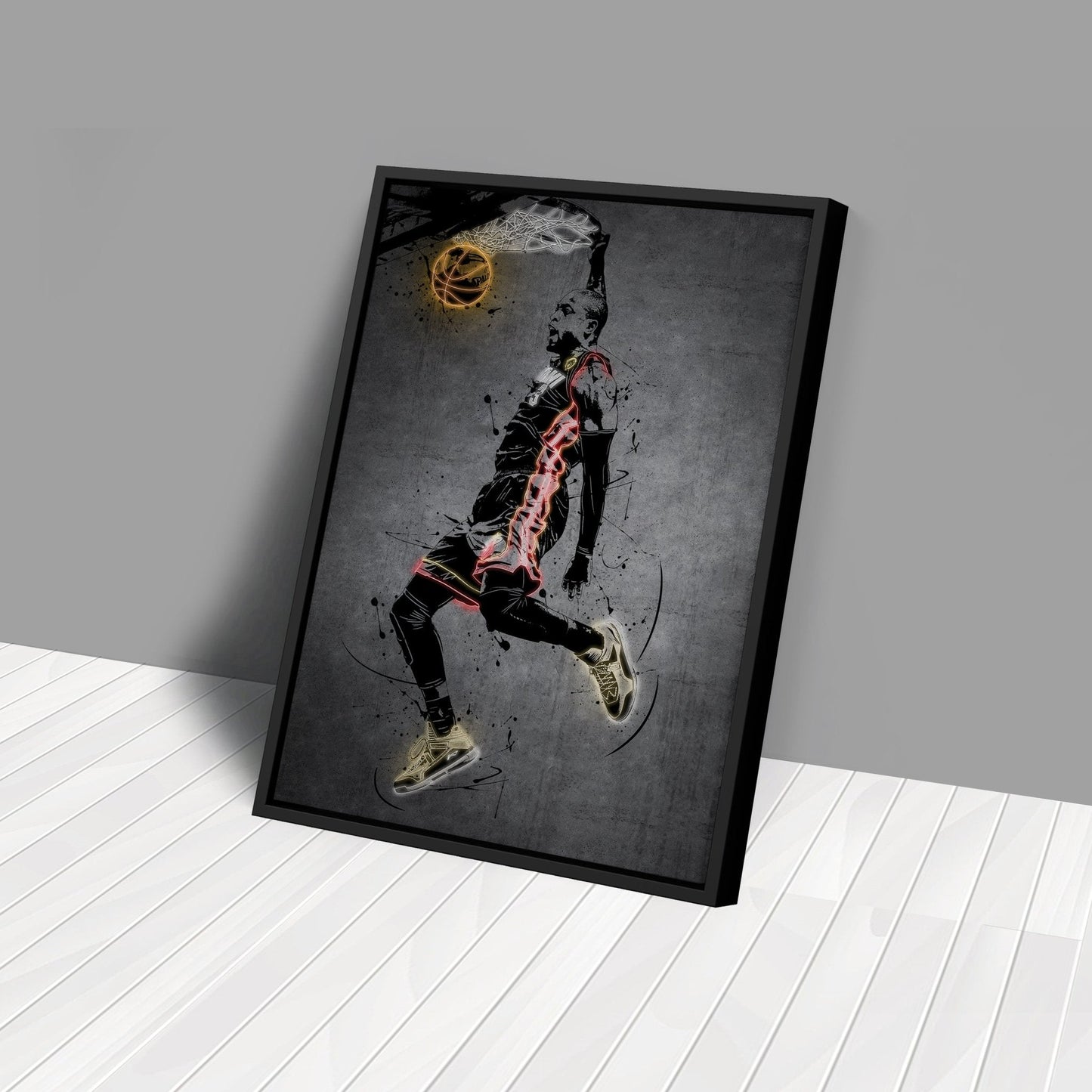 Dwyane Wade Neon Canvas Art | Modern Wall Decor for Heat Fans