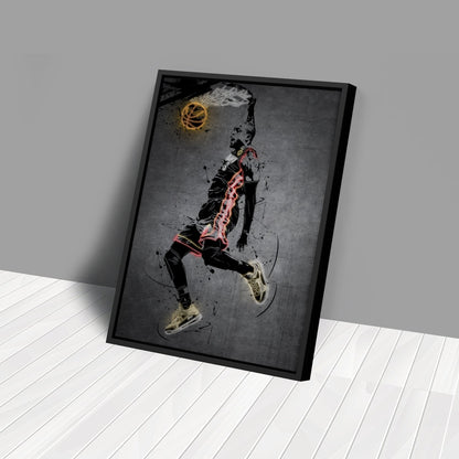 Dwyane Wade Neon Canvas Art | Modern Wall Decor for Heat Fans