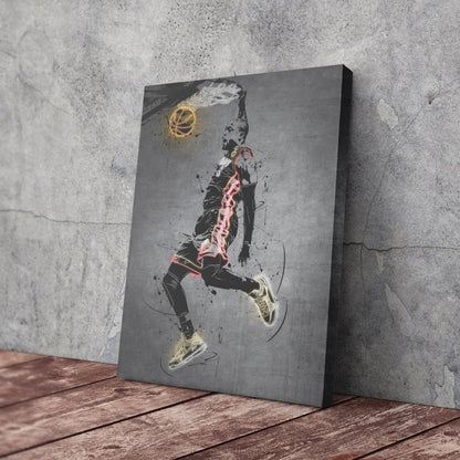 Dwyane Wade Neon Canvas Art | Modern Wall Decor for Heat Fans