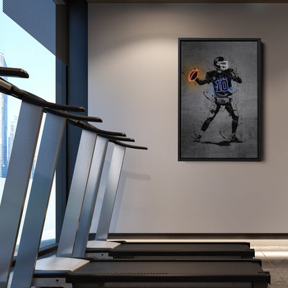 Eli Manning Neon Canvas Art | Modern Wall Decor for Giants Fans