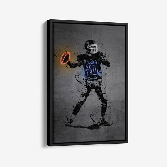 Eli Manning Neon Canvas Art | Modern Wall Decor for Giants Fans