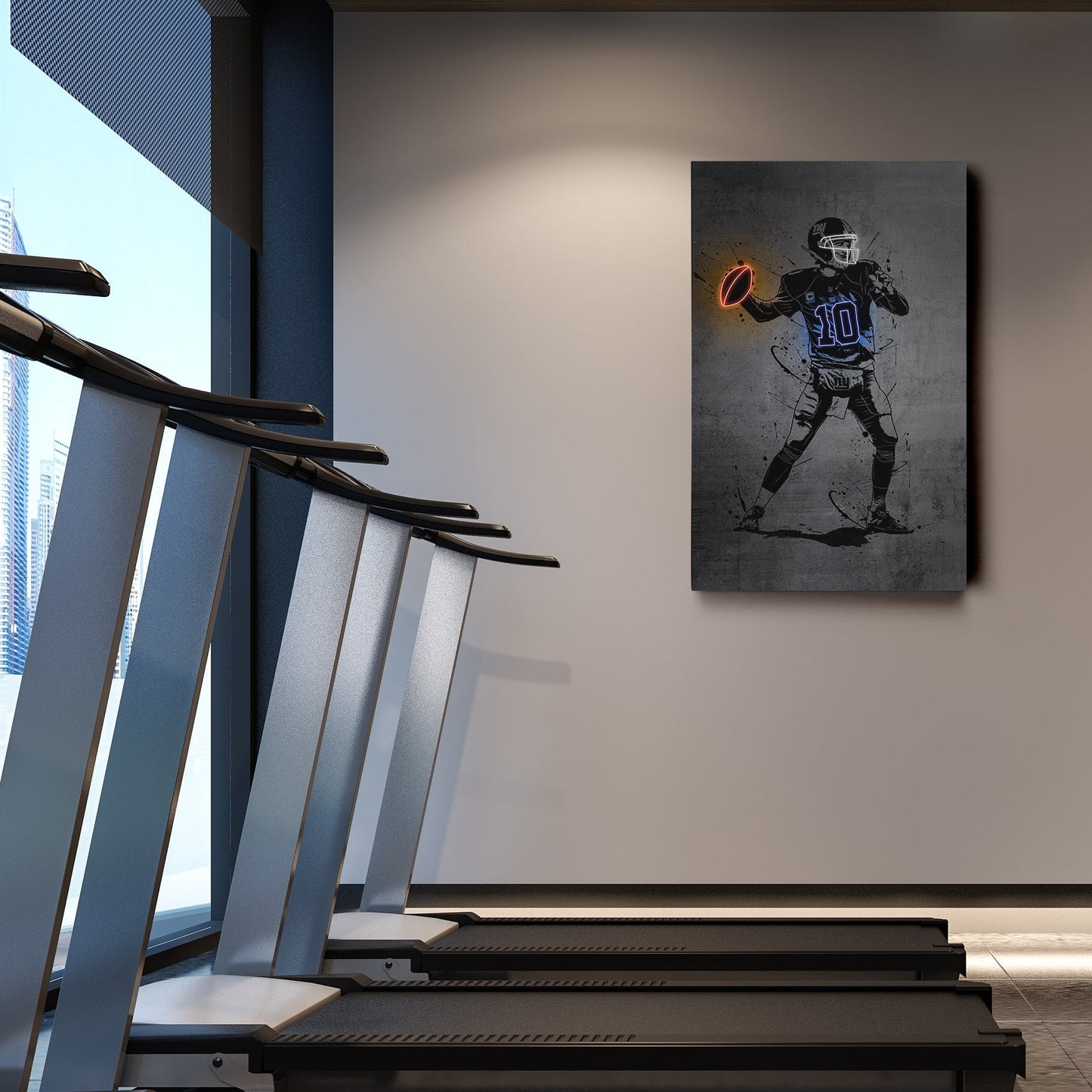 Eli Manning Neon Canvas Art | Modern Wall Decor for Giants Fans