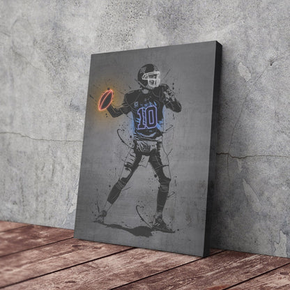 Eli Manning Neon Canvas Art | Modern Wall Decor for Giants Fans