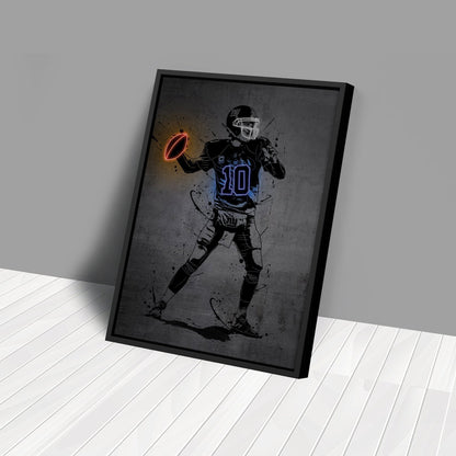 Eli Manning Neon Canvas Art | Modern Wall Decor for Giants Fans