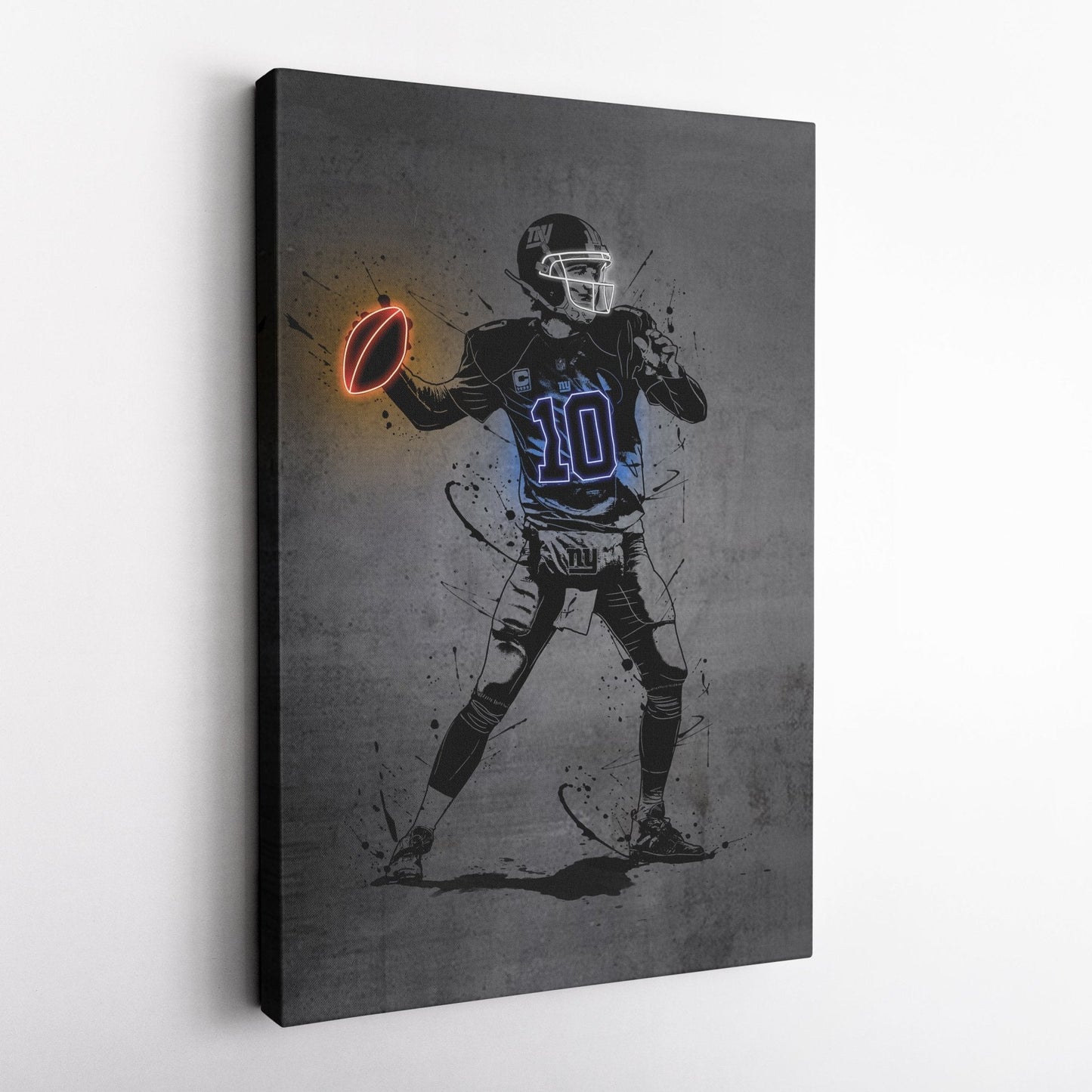 Eli Manning Neon Canvas Art | Modern Wall Decor for Giants Fans