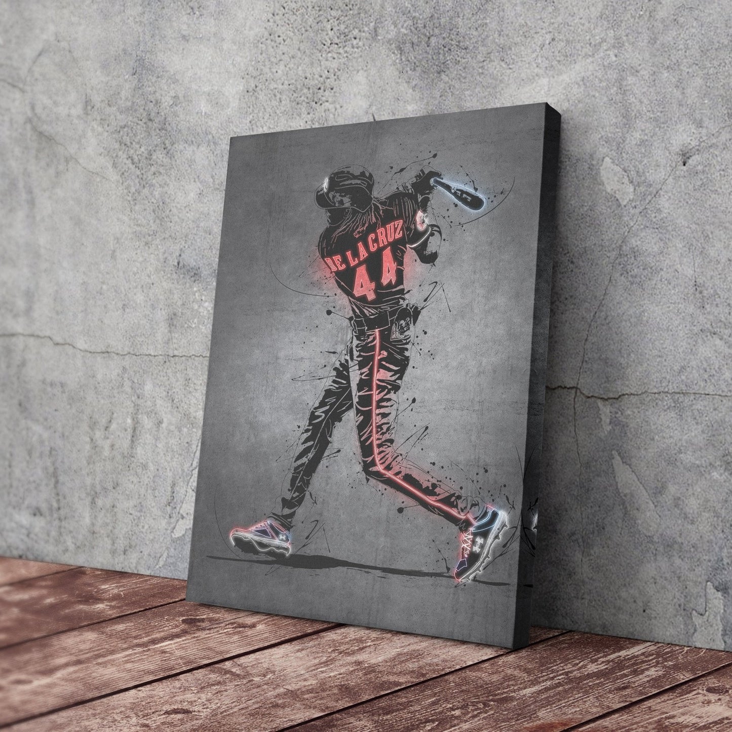 Elly De La Cruz Neon Canvas Art | Modern Wall Decor for Reds Fans