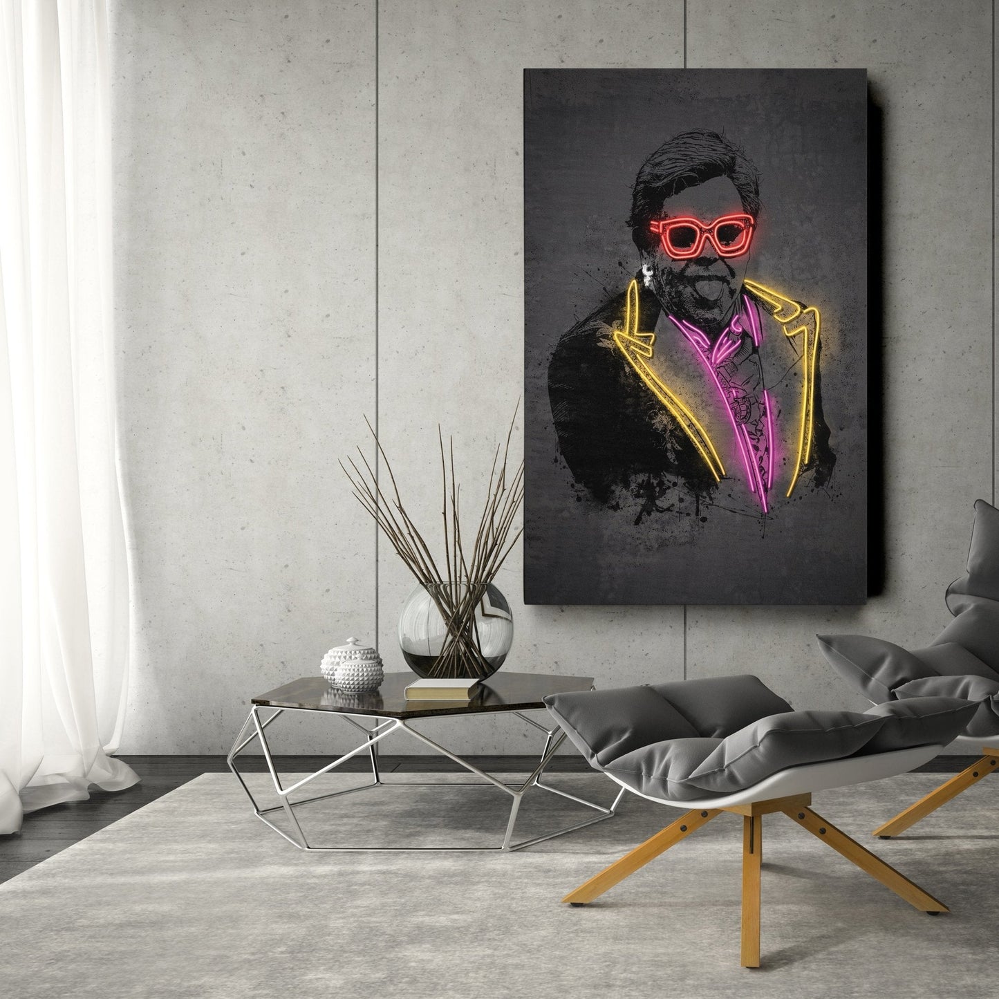 Elton John Neon Canvas Art | Music Wall Decor