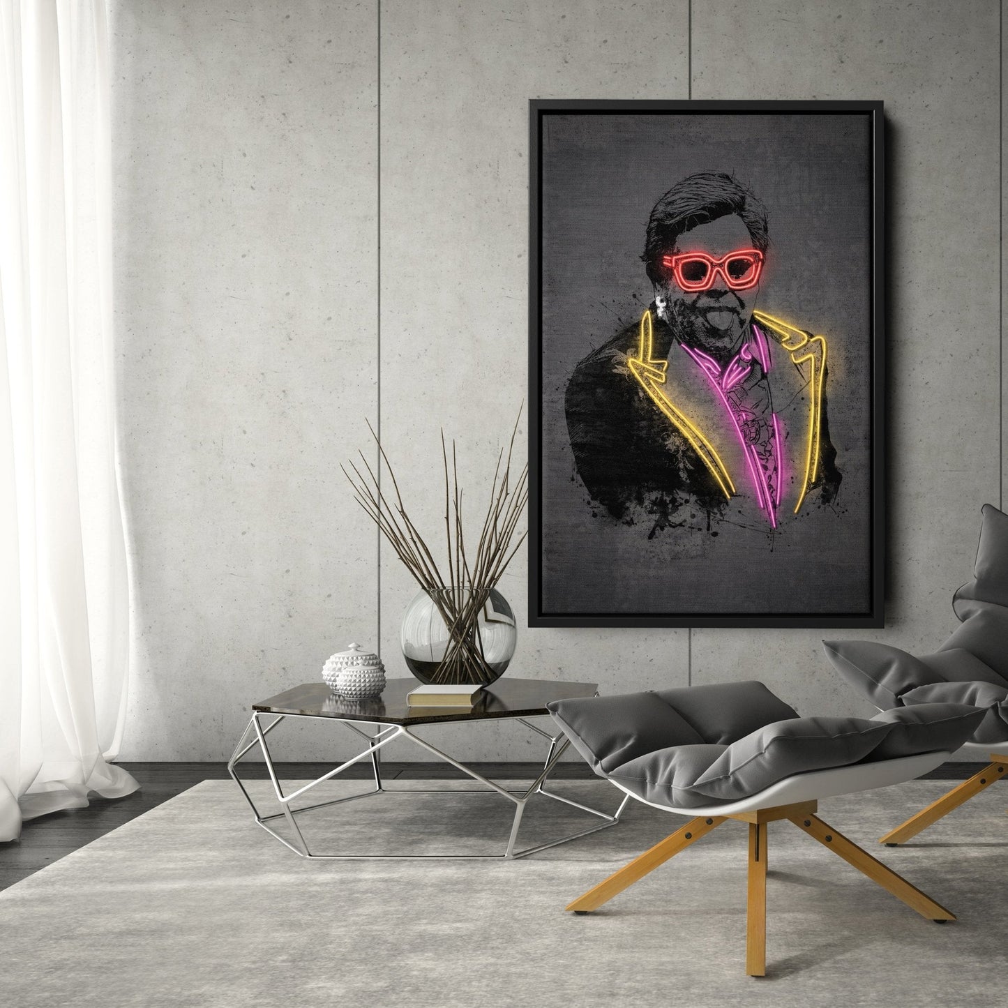 Elton John Neon Canvas Art | Music Wall Decor