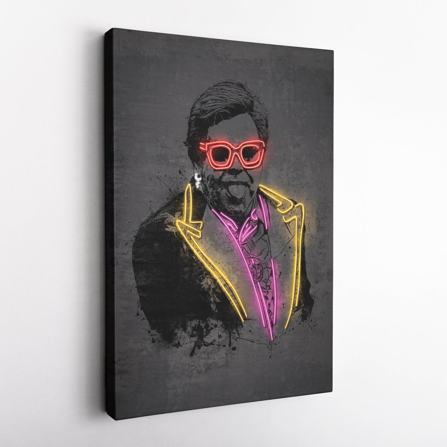 Elton John Neon Canvas Art | Music Wall Decor