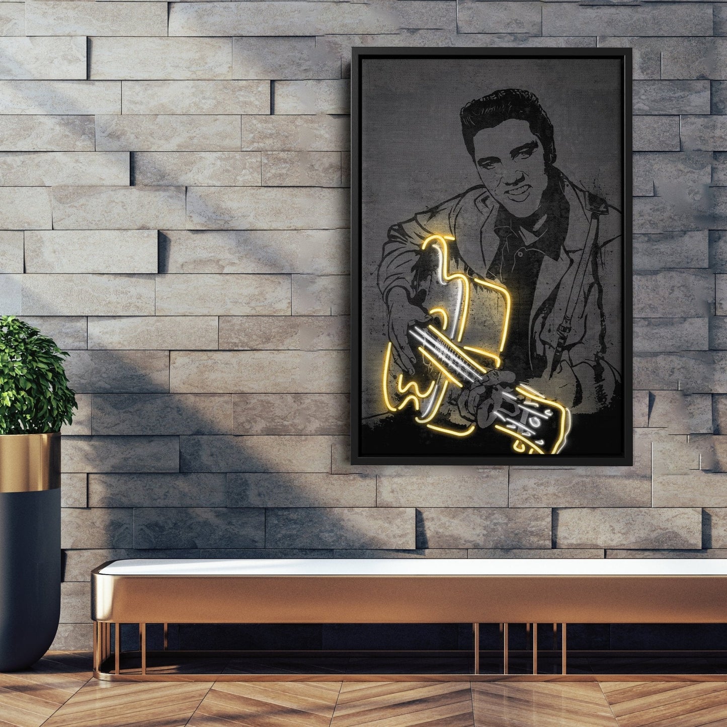 Elvis Presley Neon Canvas Art | Music Wall Decor