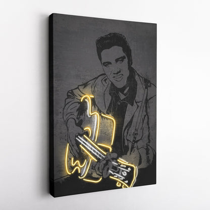 Elvis Presley Neon Canvas Art | Music Wall Decor