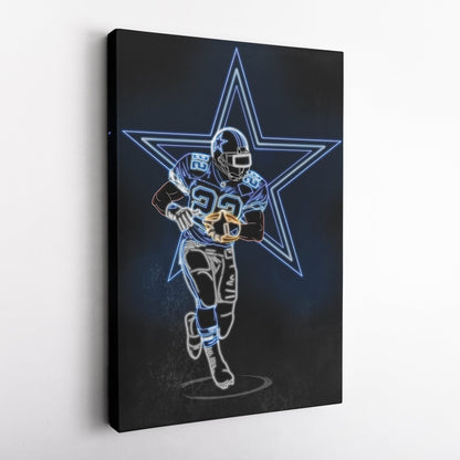 Emmitt Smith Neon Canvas Art | Cowboys Wall Decor