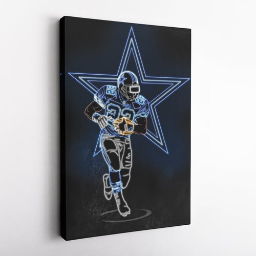 Emmitt Smith Neon Canvas Art | Cowboys Wall Decor