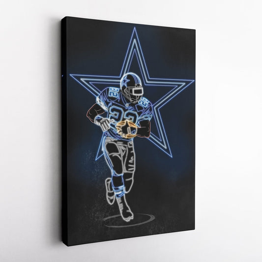 Emmitt Smith Neon Canvas Art | Cowboys Wall Decor