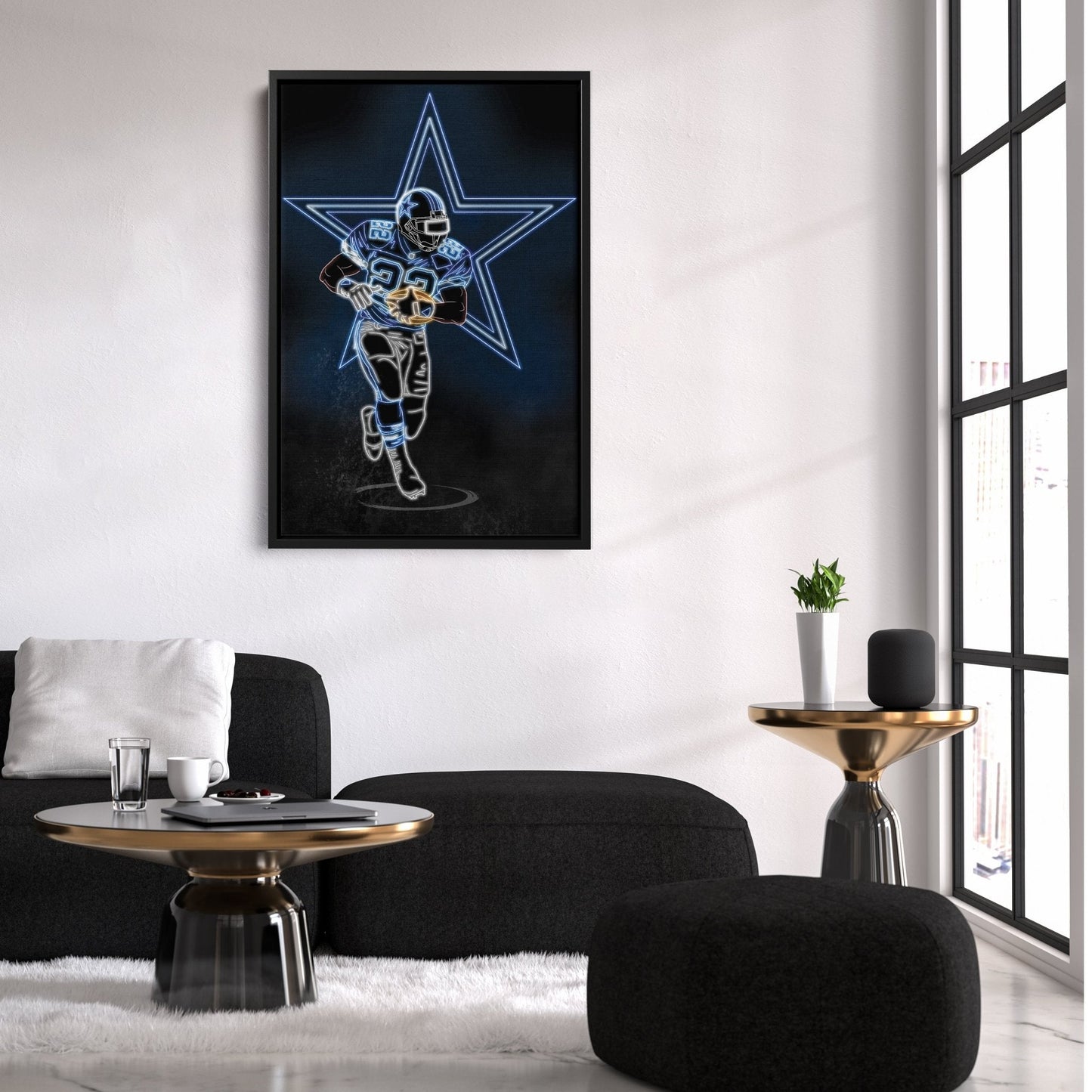Emmitt Smith Neon Canvas Art | Cowboys Wall Decor