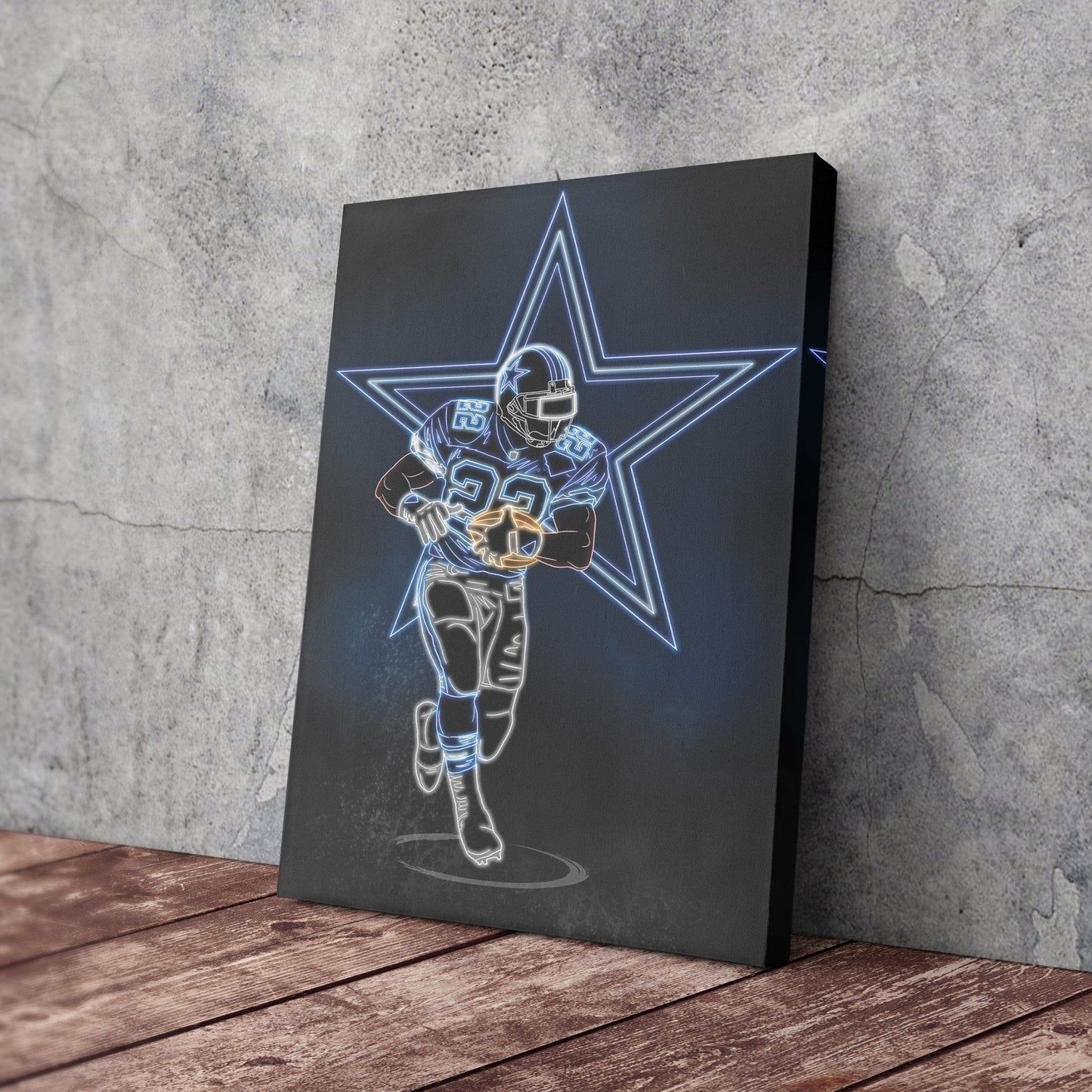 Emmitt Smith Neon Canvas Art | Cowboys Wall Decor