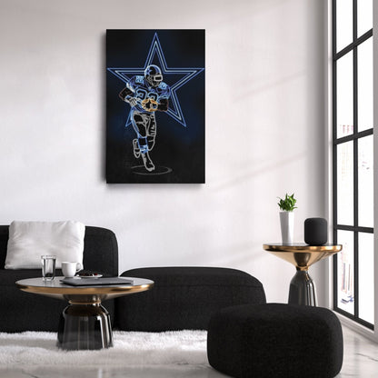 Emmitt Smith Neon Canvas Art | Cowboys Wall Decor