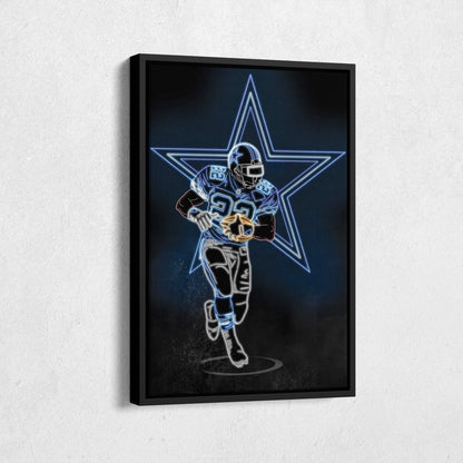 Emmitt Smith Neon Canvas Art | Cowboys Wall Decor