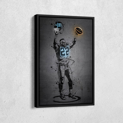 Emmitt Smith Neon Canvas Art | Modern Wall Decor for Cowboys Fans