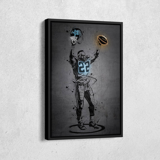 Emmitt Smith Neon Canvas Art | Modern Wall Decor for Cowboys Fans
