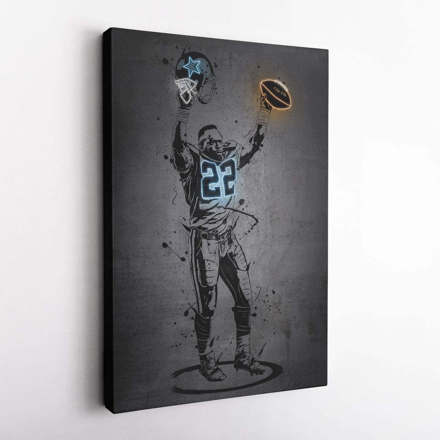 Emmitt Smith Neon Canvas Art | Modern Wall Decor for Cowboys Fans