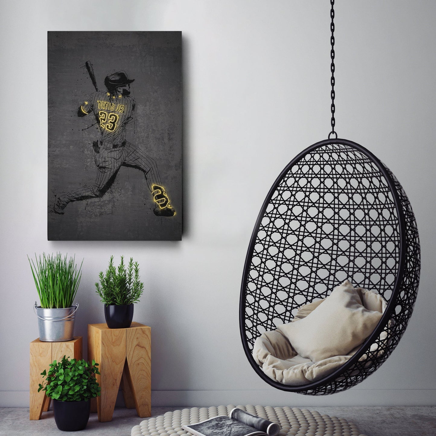Fernando Tatis Jr Neon Canvas Art | Modern Wall Decor for Padres Fans