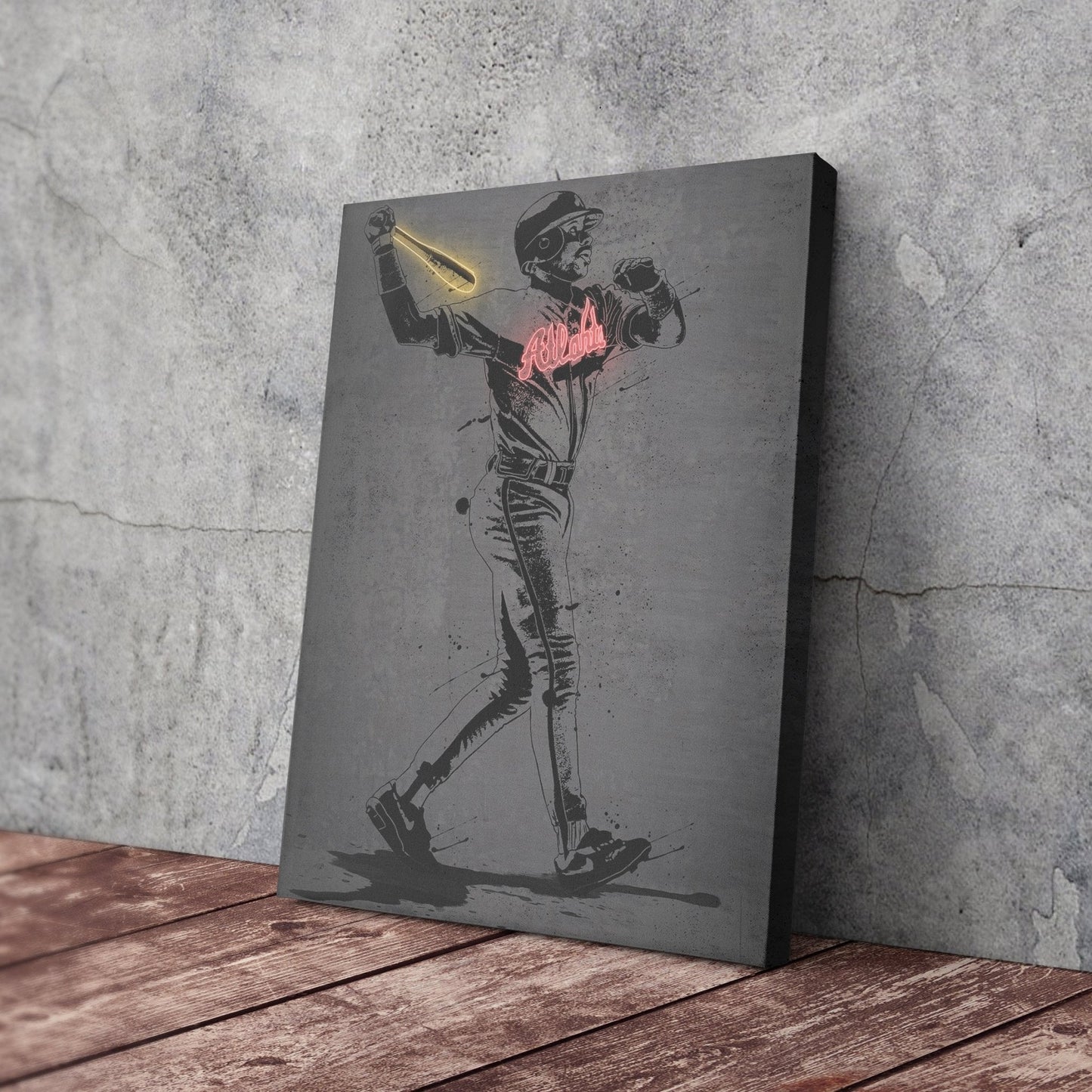 Fred McGriff Neon Canvas Art | Modern Wall Decor for Braves Fans