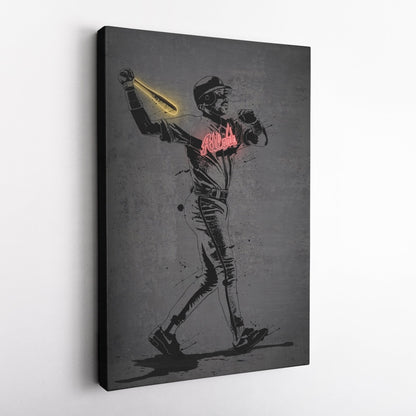 Fred McGriff Neon Canvas Art | Modern Wall Decor for Braves Fans