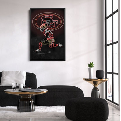 Fred Warner Neon Canvas Art | 49ers Wall Decor