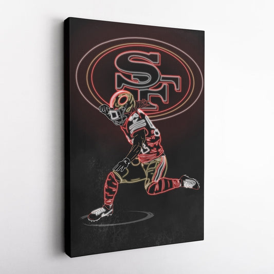 Fred Warner Neon Canvas Art | 49ers Wall Decor