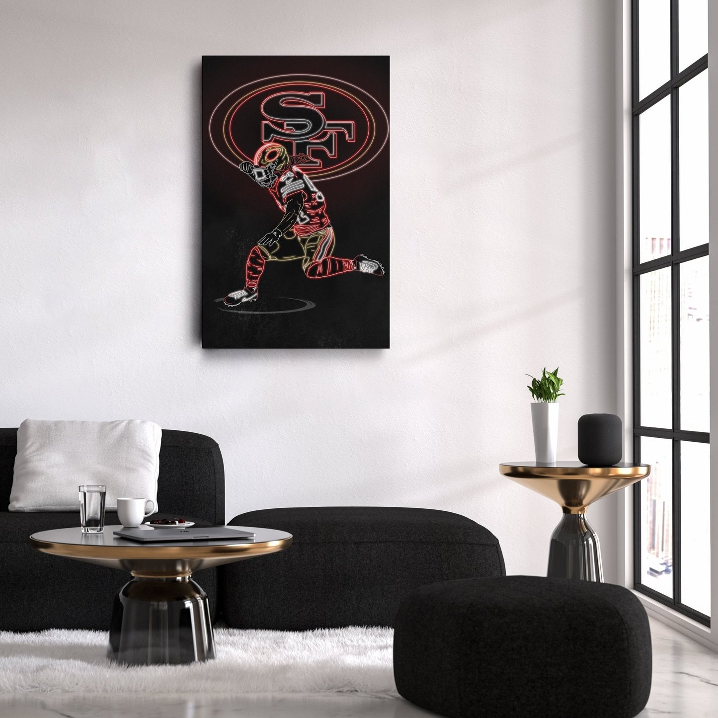 Fred Warner Neon Canvas Art | 49ers Wall Decor