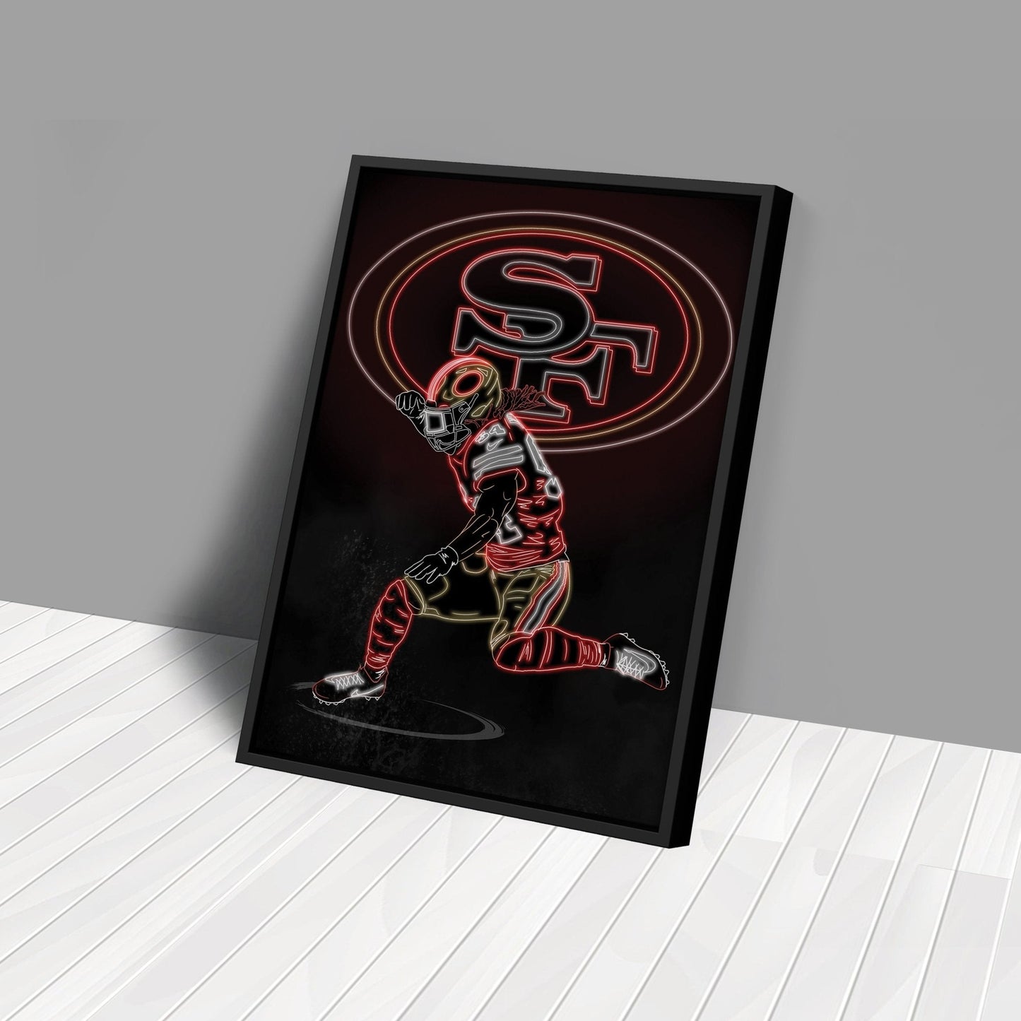 Fred Warner Neon Canvas Art | 49ers Wall Decor