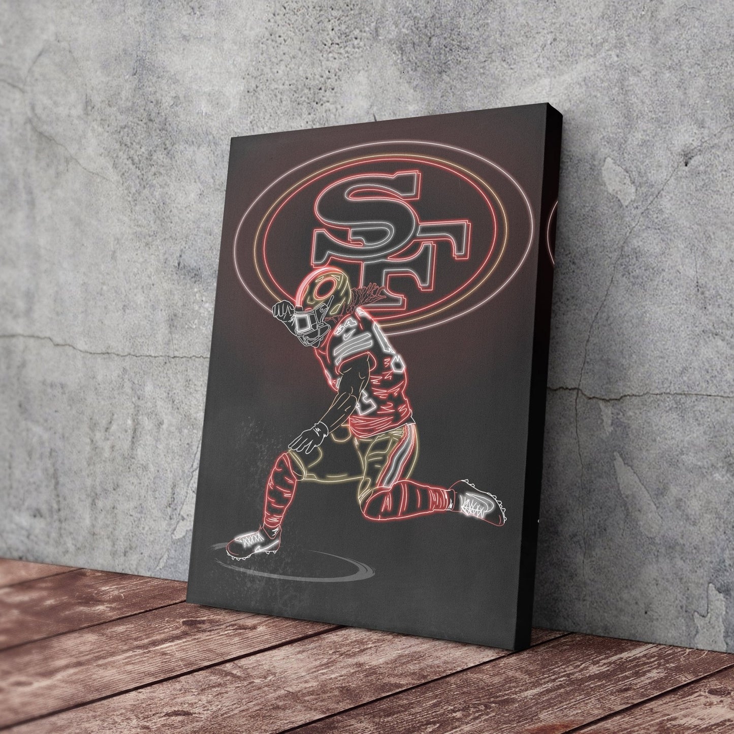 Fred Warner Neon Canvas Art | 49ers Wall Decor
