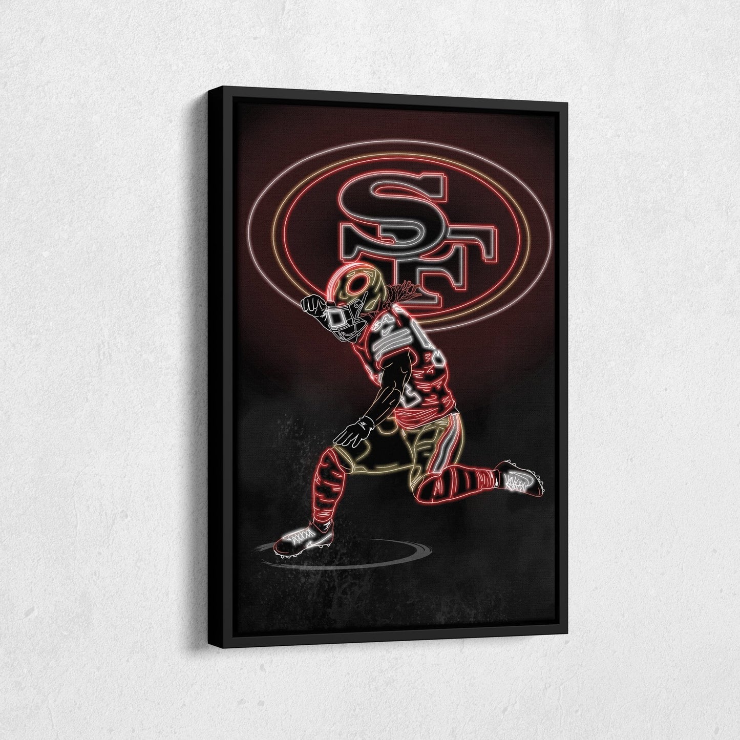 Fred Warner Neon Canvas Art | 49ers Wall Decor