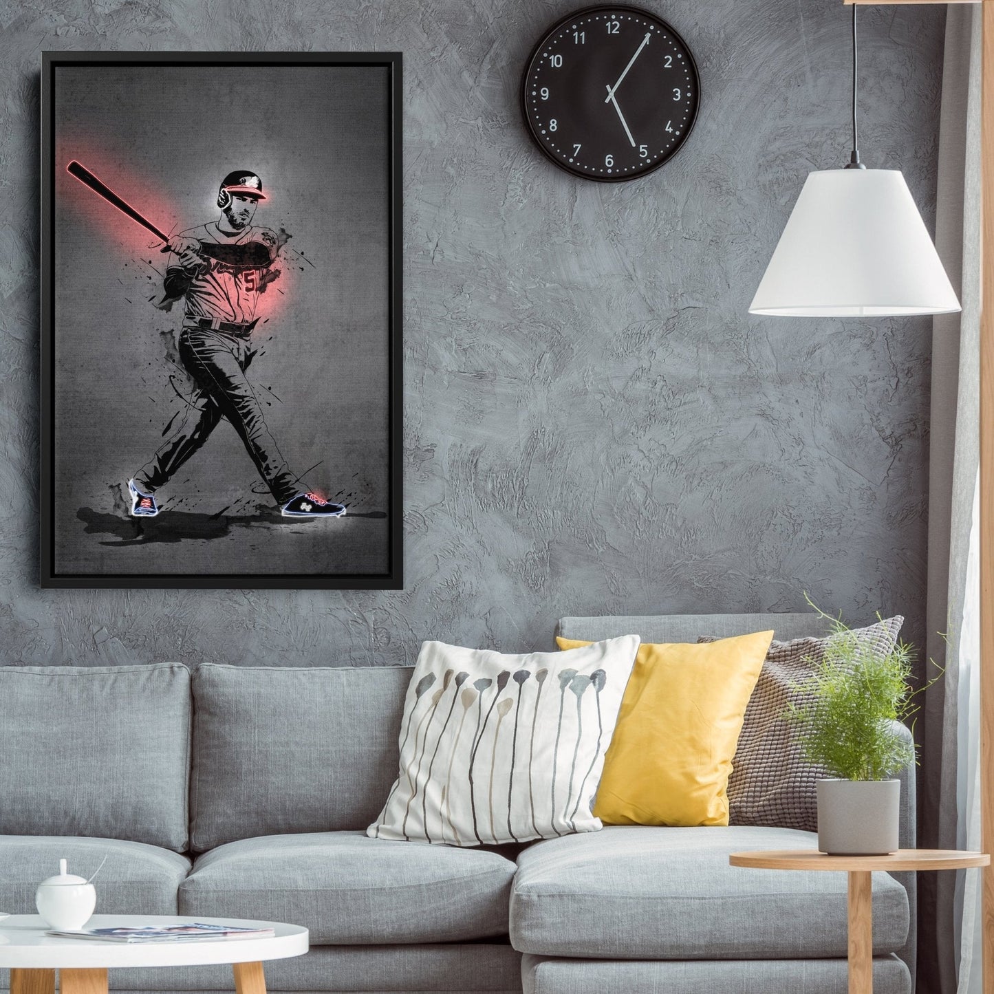 Freddie Freeman Neon Canvas Art | Modern Wall Decor for Braves Fans