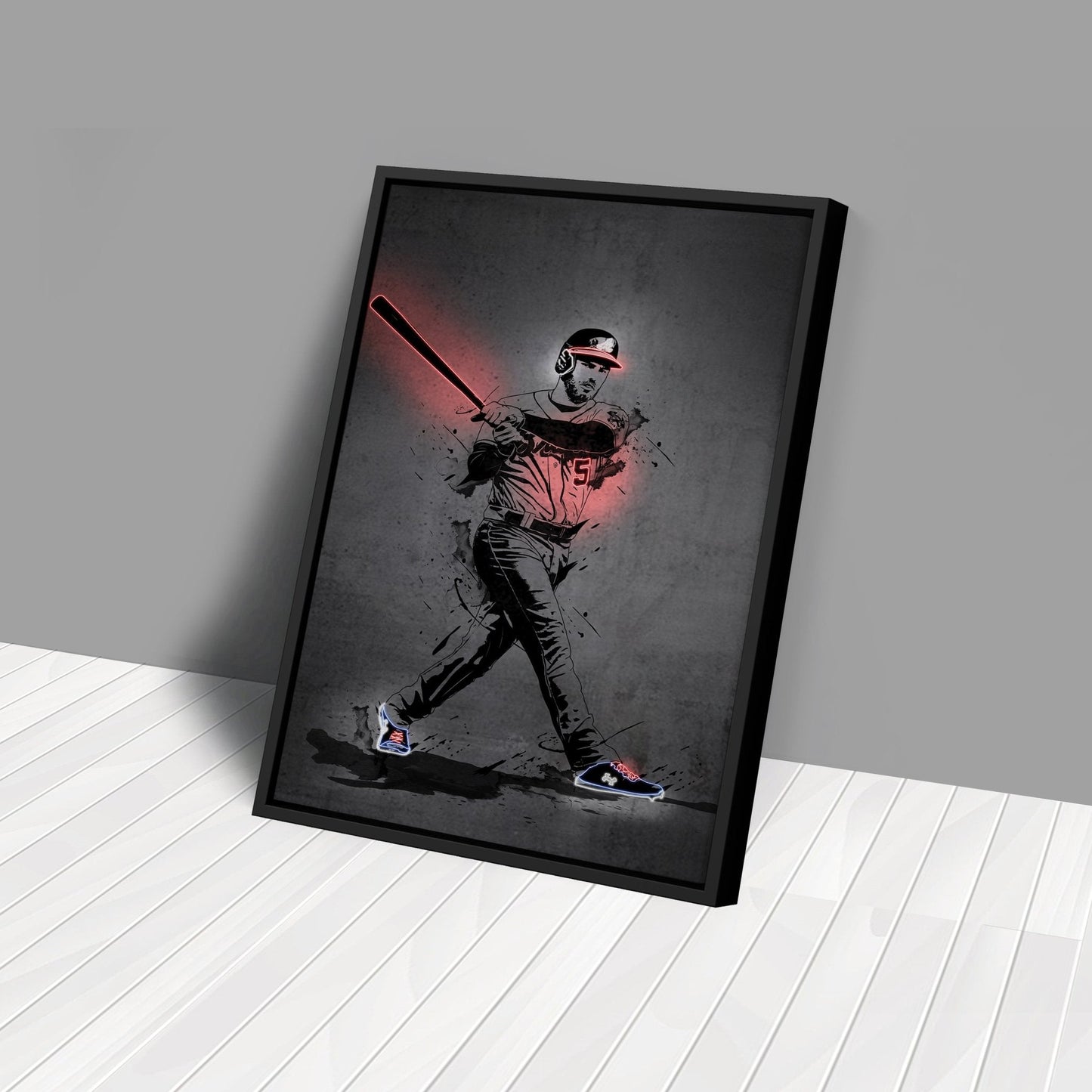 Freddie Freeman Neon Canvas Art | Modern Wall Decor for Braves Fans
