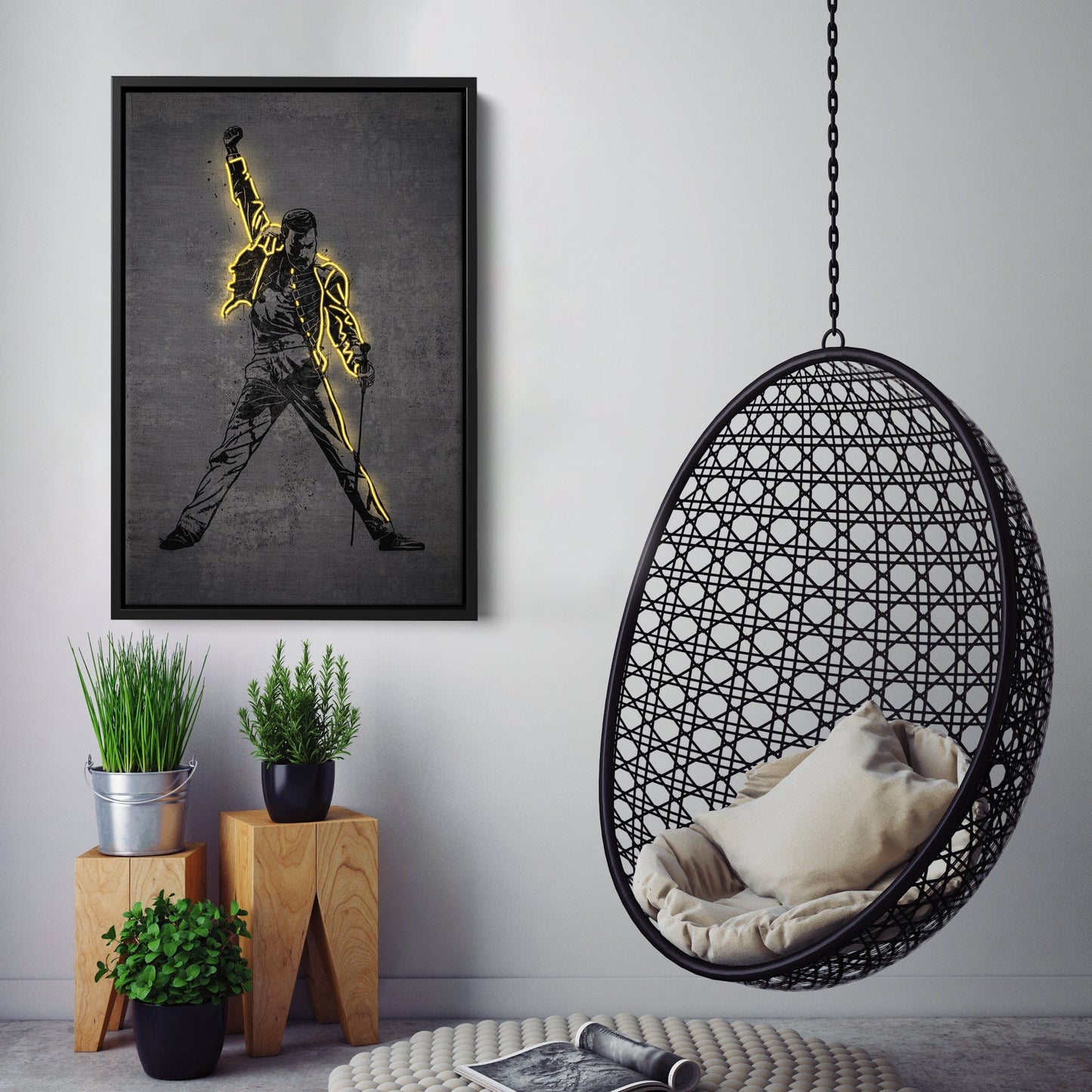 Freddie Mercury Neon Canvas Art | Music Wall Decor
