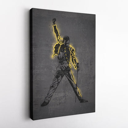 Freddie Mercury Neon Canvas Art | Music Wall Decor