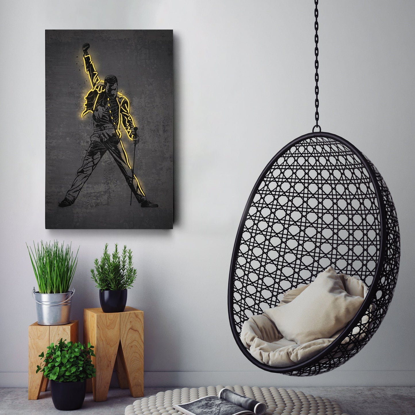 Freddie Mercury Neon Canvas Art | Music Wall Decor