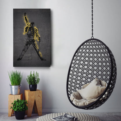 Freddie Mercury Neon Canvas Art | Music Wall Decor