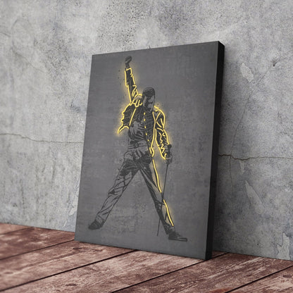 Freddie Mercury Neon Canvas Art | Music Wall Decor