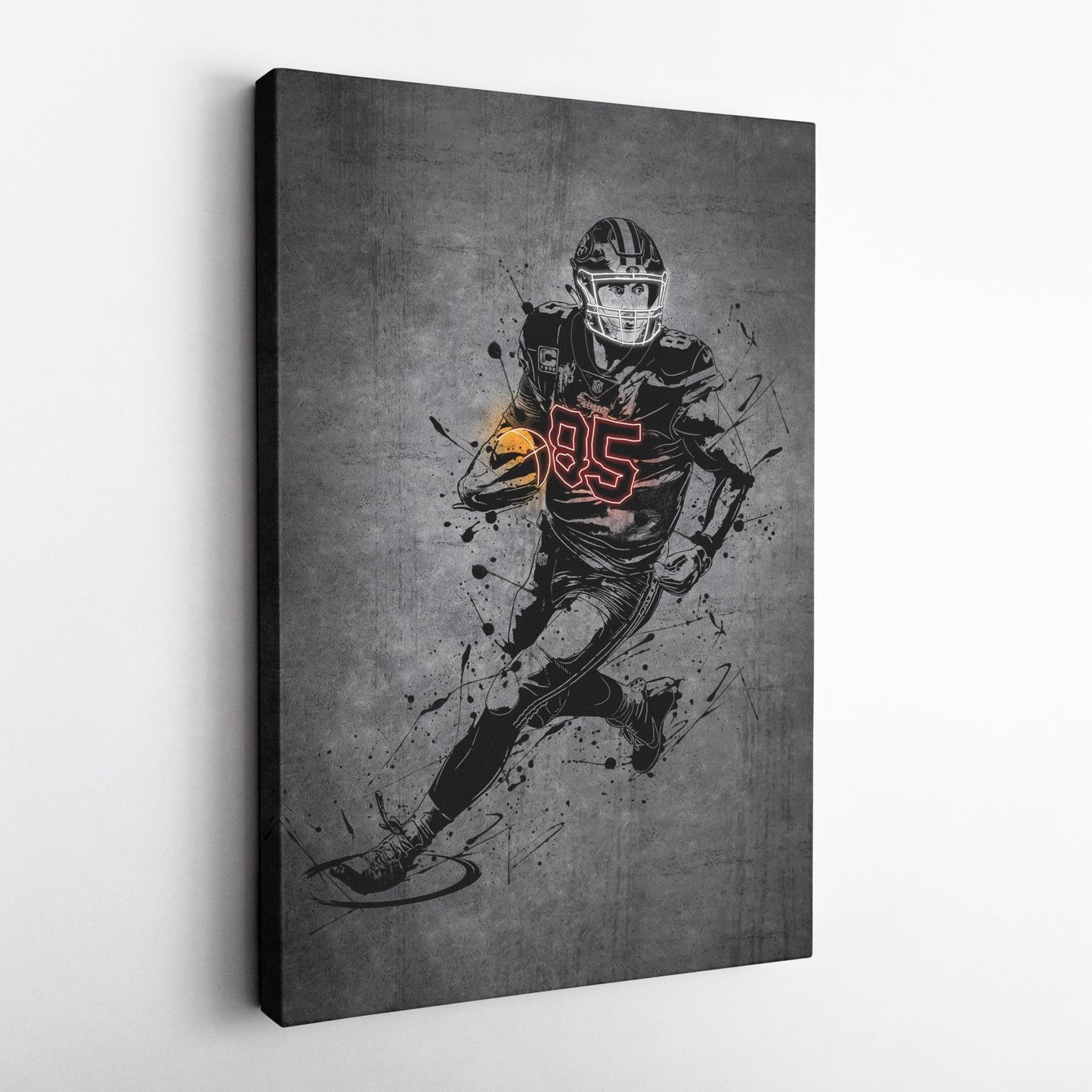 George Kittle Neon Canvas Art | Modern Wall Decor for 49ers Fans